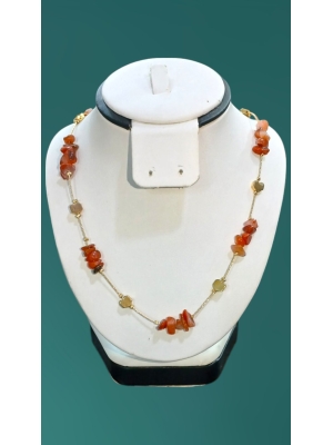 Akik Doğal Taş Çelik Kolye Kırık Taş 