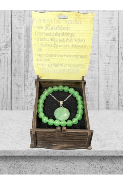 Aventurin Taşı Kolye ve Bileklik Takım