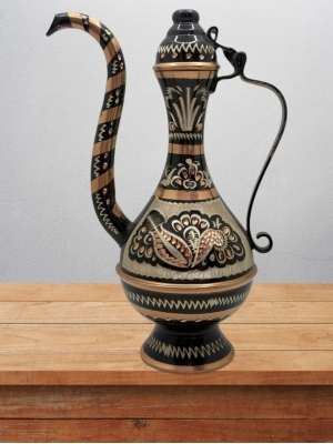 Bakır İbrik İşlemeli Hediyelik No:4 16 Cm