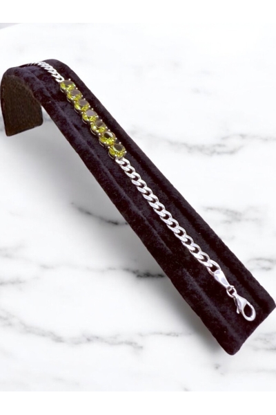 Gümüş Zultanit Taşlı Bileklik Yuvarlak Kesim