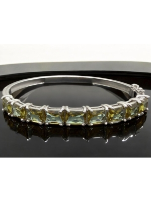 Gümüş Zultanit Taşlı Bileklik Kare Kesim Klipsli