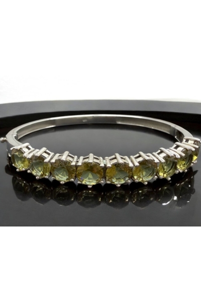 Gümüş Zultanit Taşlı Bileklik Yuvarlak Kesim Klipsli