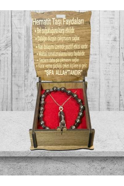 Hematit Taşı Kolye ve Bileklik Takım
