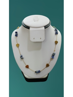 Lapis Lazuli Doğal Taş Çelik Kolye Kırık Taş 