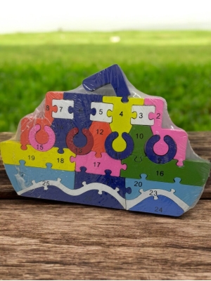 Ahşap Gemi Figürlü Puzzle Yapboz