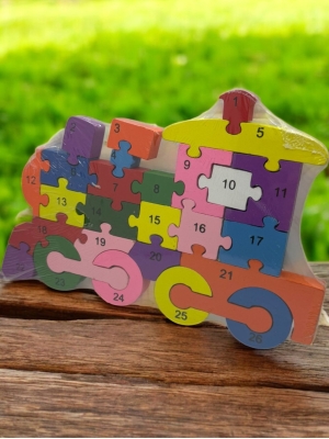 Ahşap Tren Figürlü Puzzle Yapboz